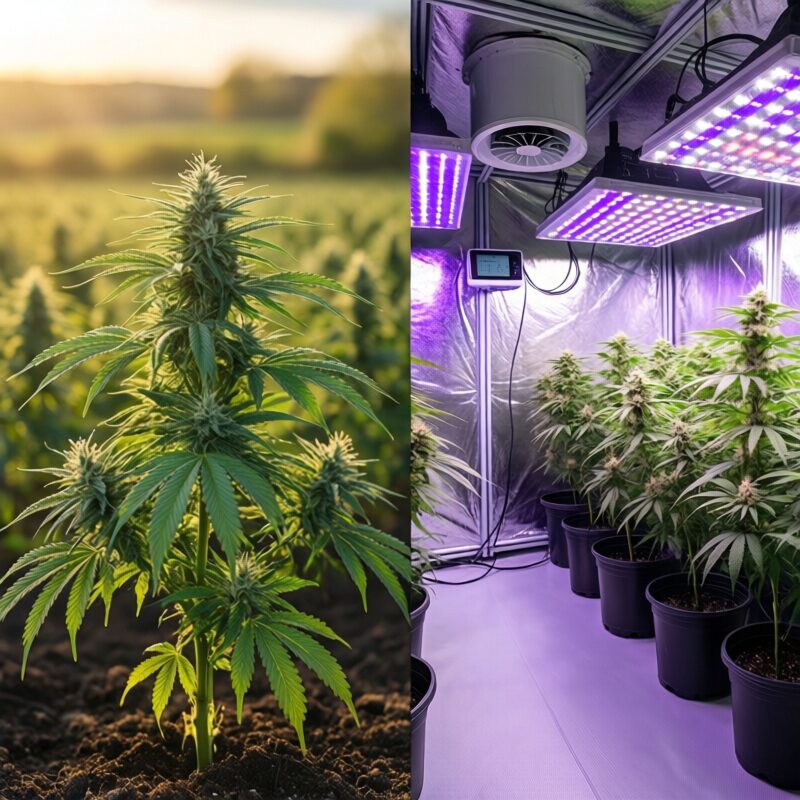 cultivo CBD interior vs exterior